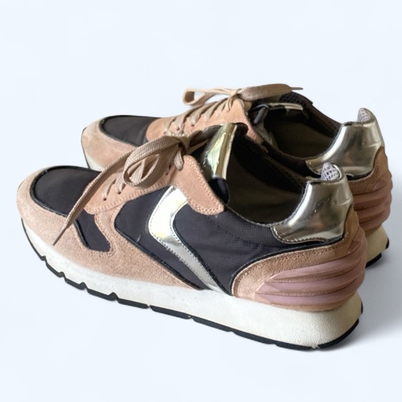 VOILE BLANCHE JULIA POWER Suede & Washed Fabric Sneakers PeachPink & Grey 40/10 - Picture 6 of 13